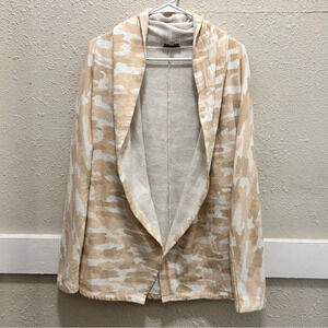 Lucky Brand Tan & Cream Camo Open Cardigan